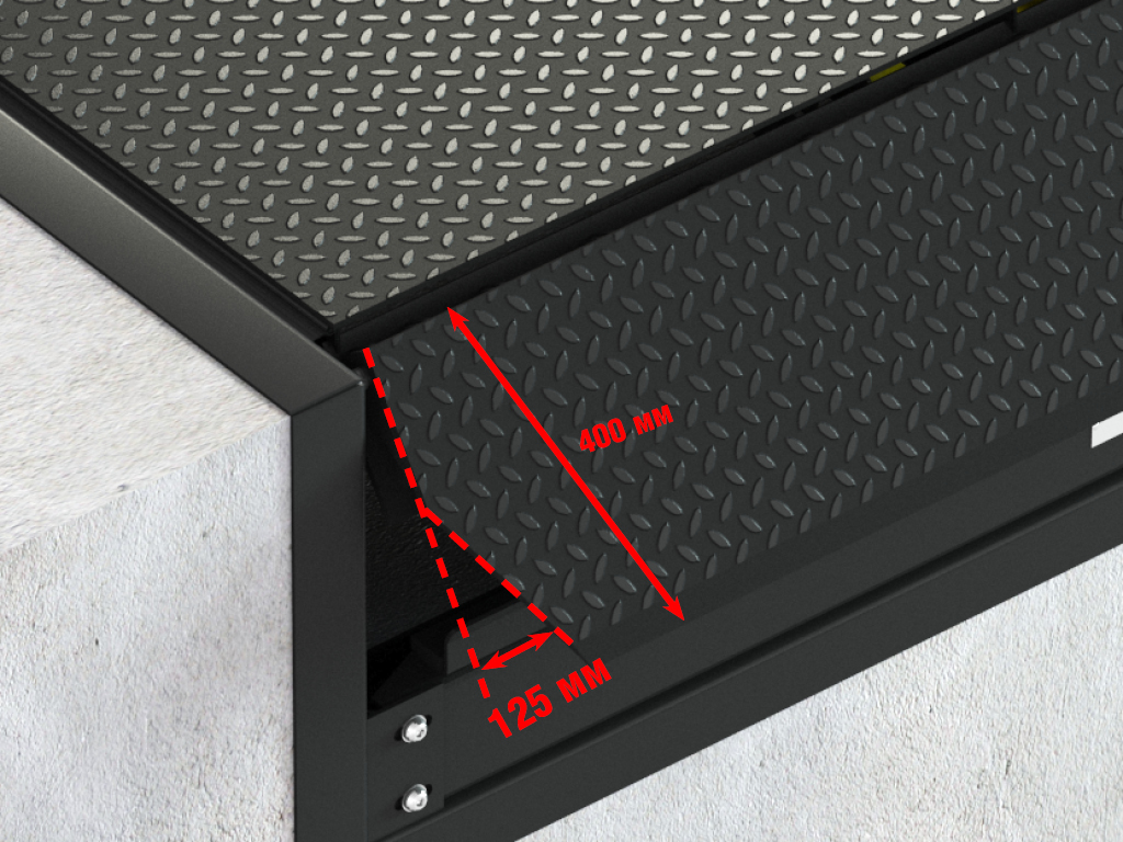 Klin shaklidagi rampa. Fasка 35 mm. To‘liq, segmentlarsiz. Avtomobil dok markaziga aniq joylashmagan holatlarda ishlatiladi, bu avtomobilning shikastlanishining oldini oladi, shuningdek, turli kenglikdagi avtomobillar bilan ishlash uchun ham mo‘ljallangan.